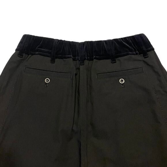 SACAI Japanese Luxury designer Cotton Oxford Pants black with velvet waistband - Picture 6 of 9